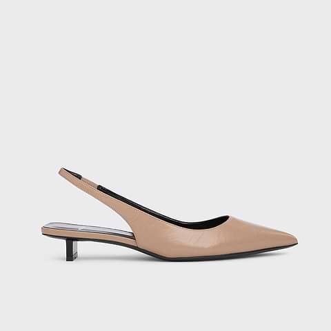 Pierre Hardy ESCARPIN SLINGBACK STELLA, cuir de veau craquelé beige
