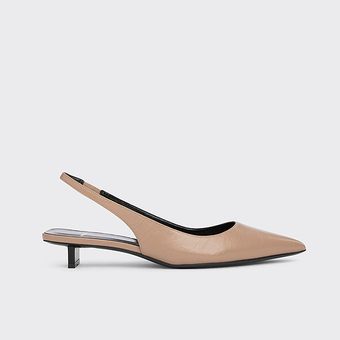 Pierre Hardy ESCARPIN SLINGBACK STELLA, cuir de veau craquelé beige