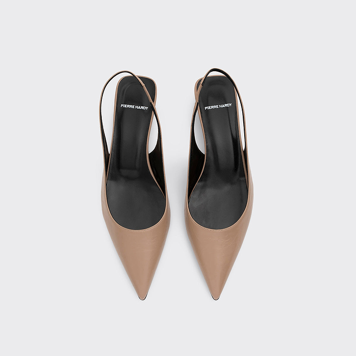 Pierre Hardy ESCARPIN SLINGBACK STELLA, cuir de veau craquelé beige, vue 2