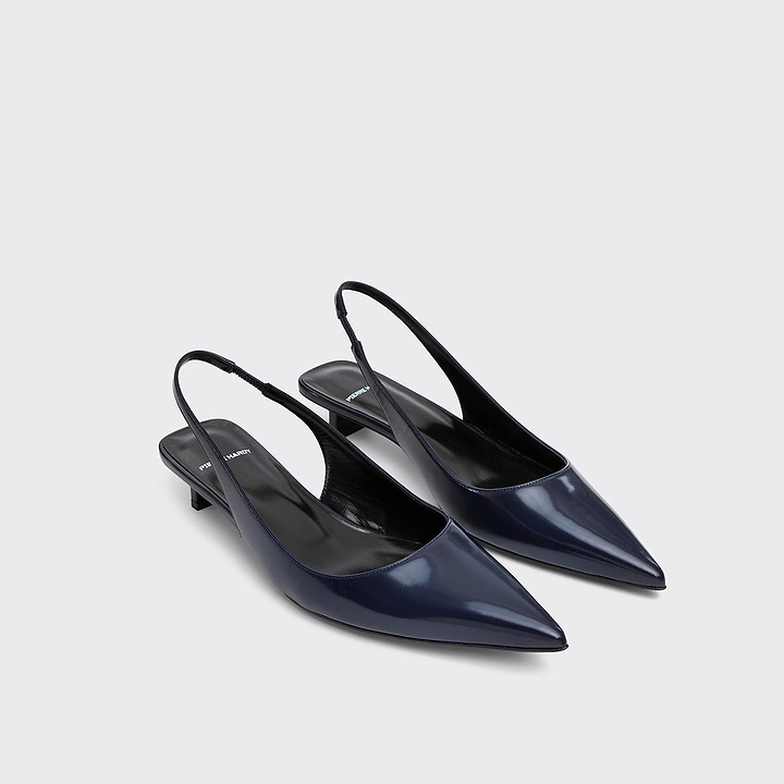 Pierre Hardy ESCARPIN SLINGBACK STELLA, cuir d'agneau verni bleu marine, vue 5