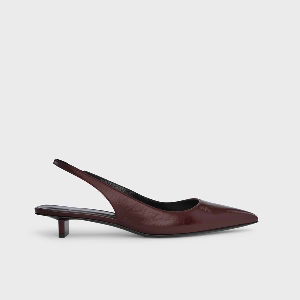 Pierre Hardy ESCARPIN SLINGBACK STELLA, cuir de veau craquelé bordeaux