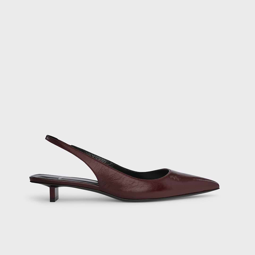 Pierre Hardy ESCARPIN SLINGBACK STELLA, cuir de veau craquelé bordeaux