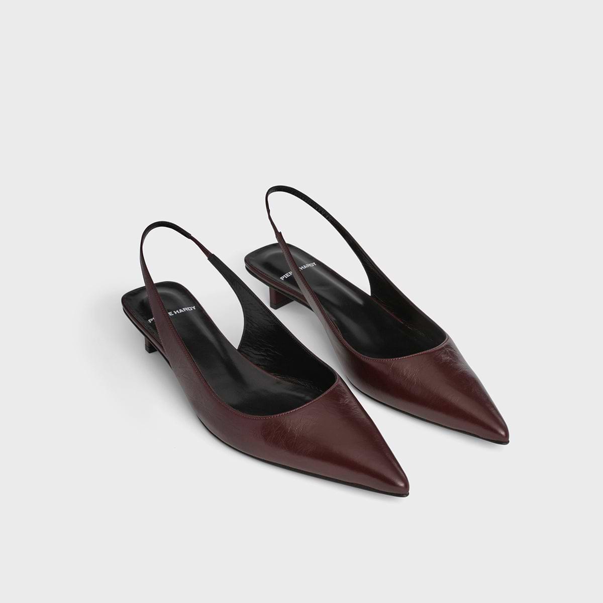 Pierre Hardy ESCARPIN SLINGBACK STELLA, cuir de veau craquelé bordeaux, vue 4