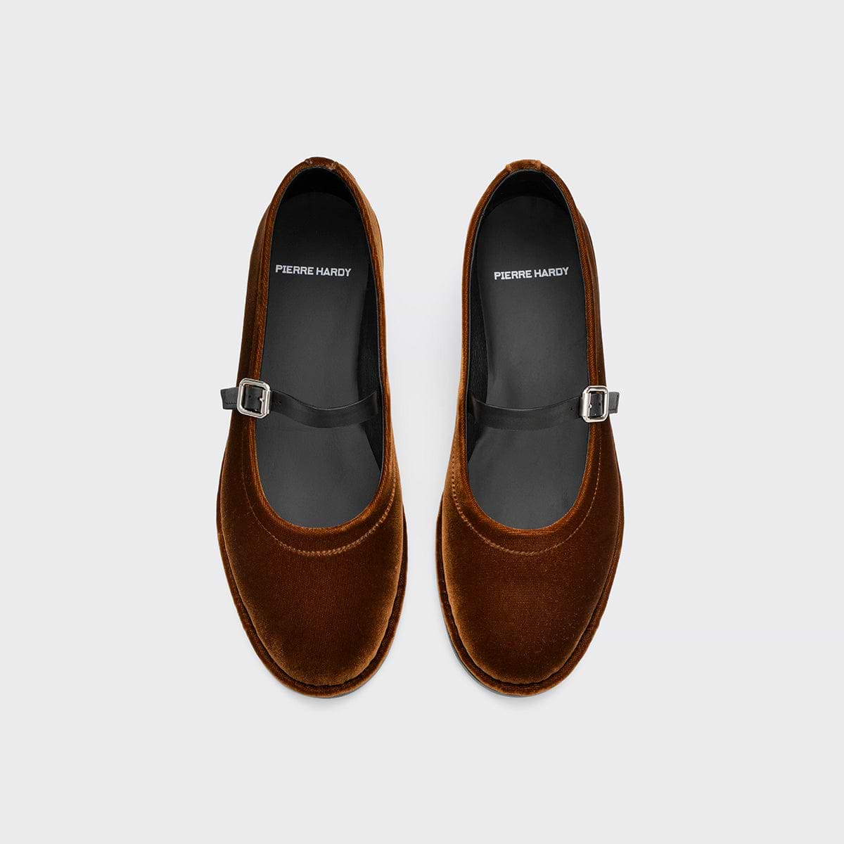 Pierre Hardy BALLERINE TRISH, cuir d'agneau noir et velours camel, vue 3