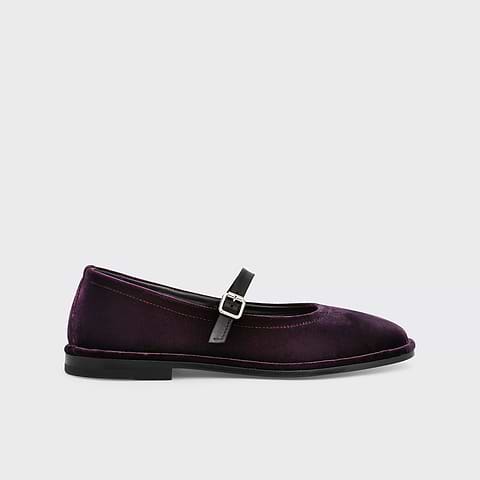 Pierre Hardy BALLERINE TRISH, cuir d'agneau noir et velours prune