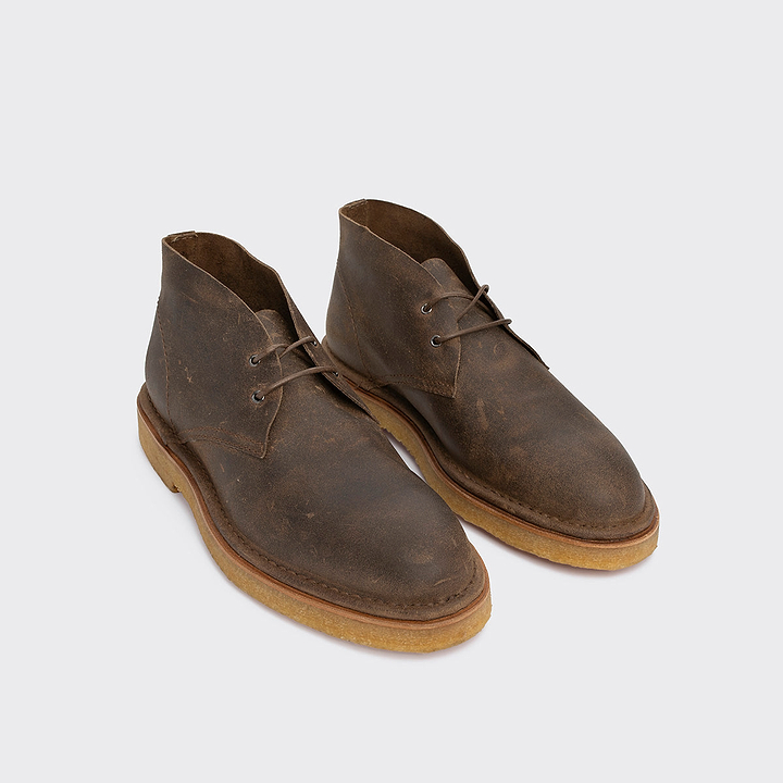 Pierre Hardy DESERT BOOTS ANTOINE, cuir de veau brut huilé tabac brun, vue 5