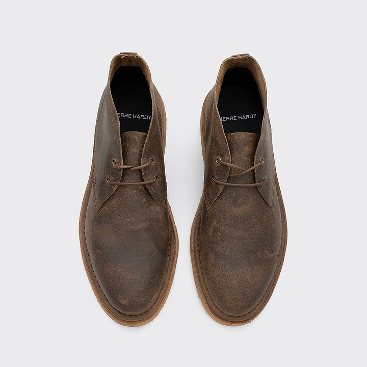 Pierre Hardy DESERT BOOTS ANTOINE, cuir de veau brut huilé tabac brun, vue 2