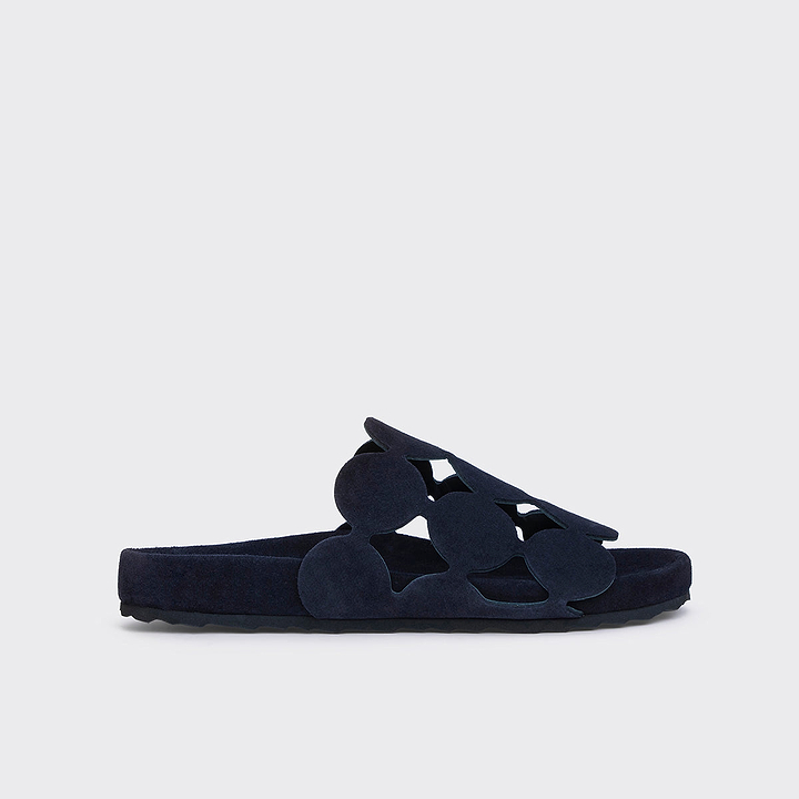 Pierre Hardy BEACH BULLES, cuir de veau velours bleu marine