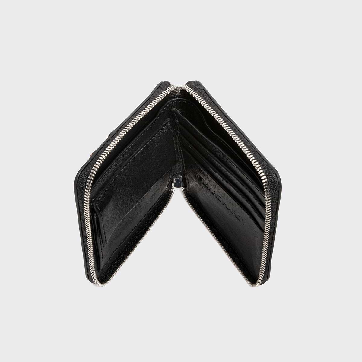 Pierre Hardy PORTEFEUILLE HONORÉ, toile enduite cube perspective noir et cuir de veau noir, vue 3