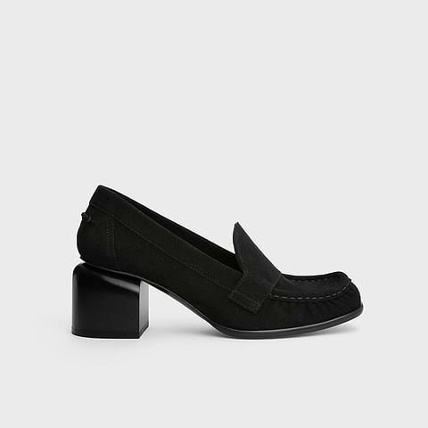 Pierre Hardy MOCASSIN À TALON ROMY, cuir de veau velours noir