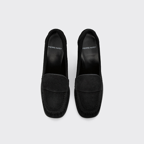 Pierre Hardy ROMY HEELED LOAFER, black suede calfskin, vue 2