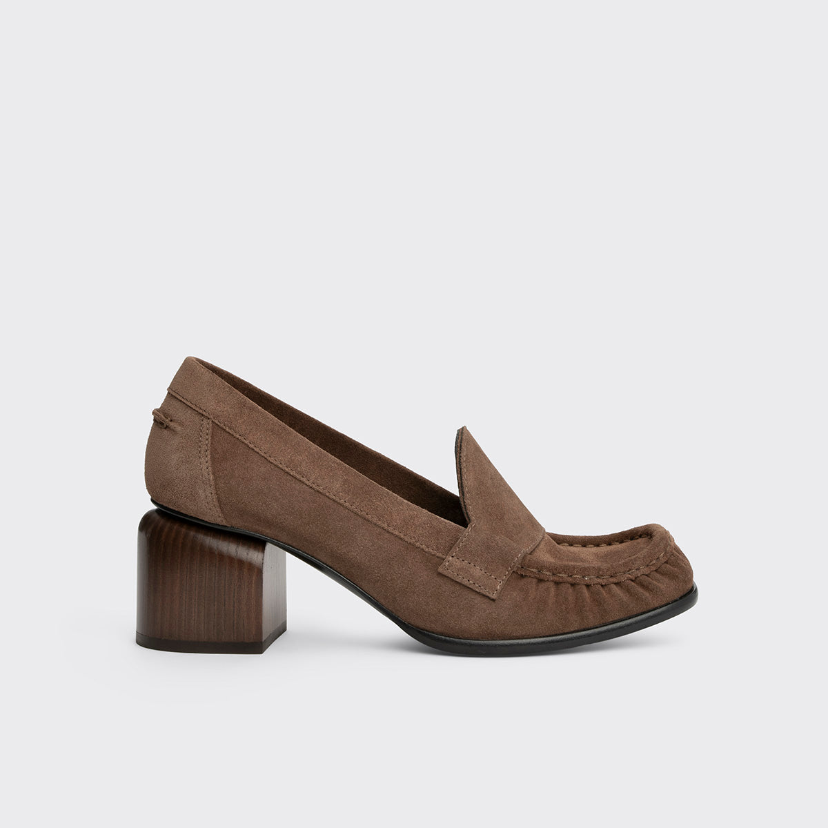 Pierre Hardy MOCASSIN À TALON ROMY, cuir de veau velours marron clair