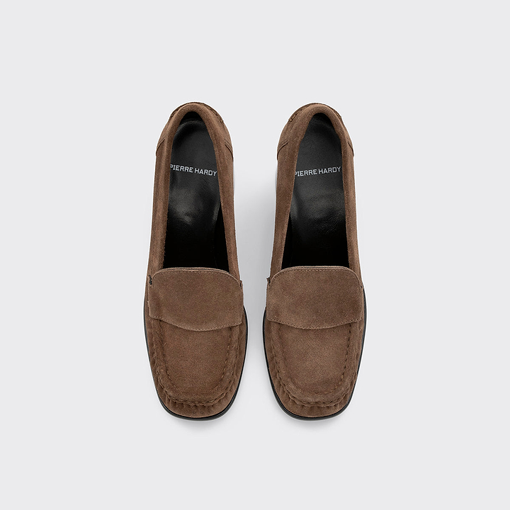 Pierre Hardy MOCASSIN À TALON ROMY, cuir de veau velours marron clair, vue 2