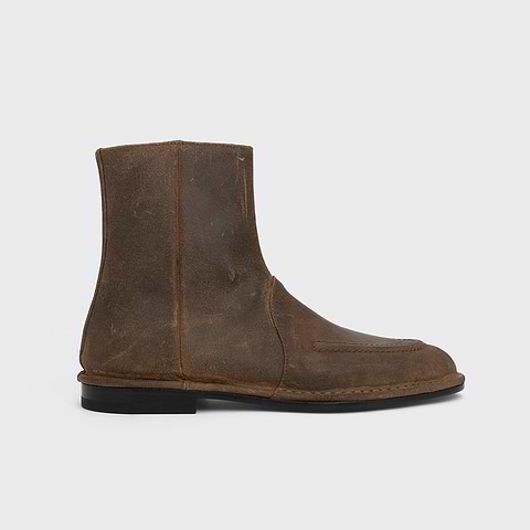 Pierre Hardy BOTTINES NOTO, cuir de veau brut huilé tabac brun