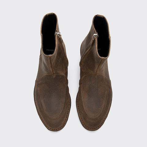 Pierre Hardy BOTTINES NOTO, cuir de veau brut huilé tabac brun, vue 2