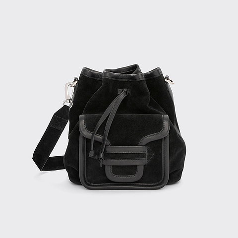 Pierre Hardy SAC SCEAU ALPHA DAY MAXI, veau velours noir et cuir de veau noir