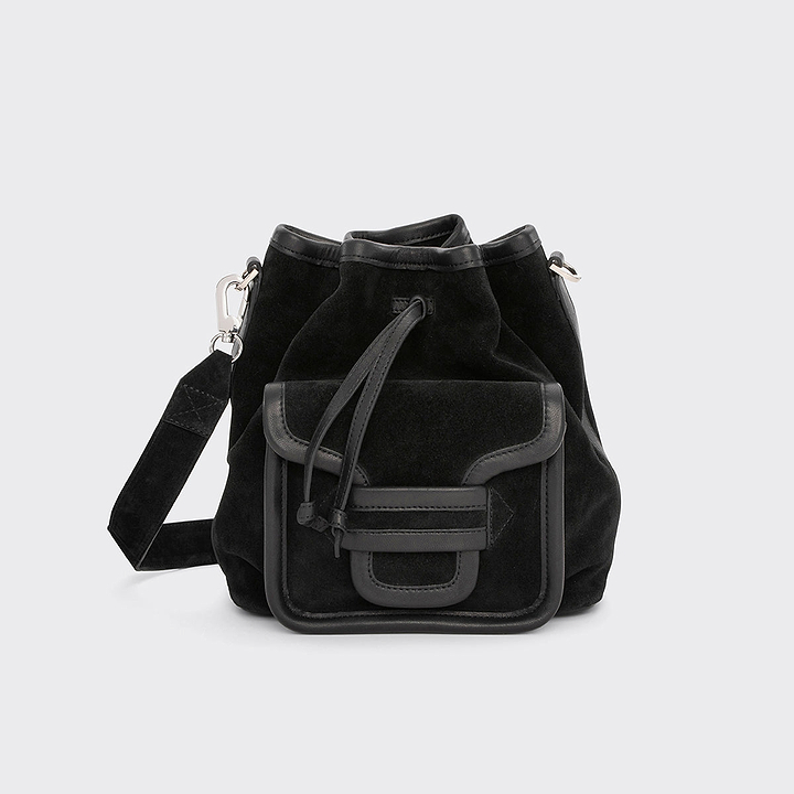 Pierre Hardy SAC SCEAU ALPHA DAY MAXI, veau velours noir et cuir de veau noir