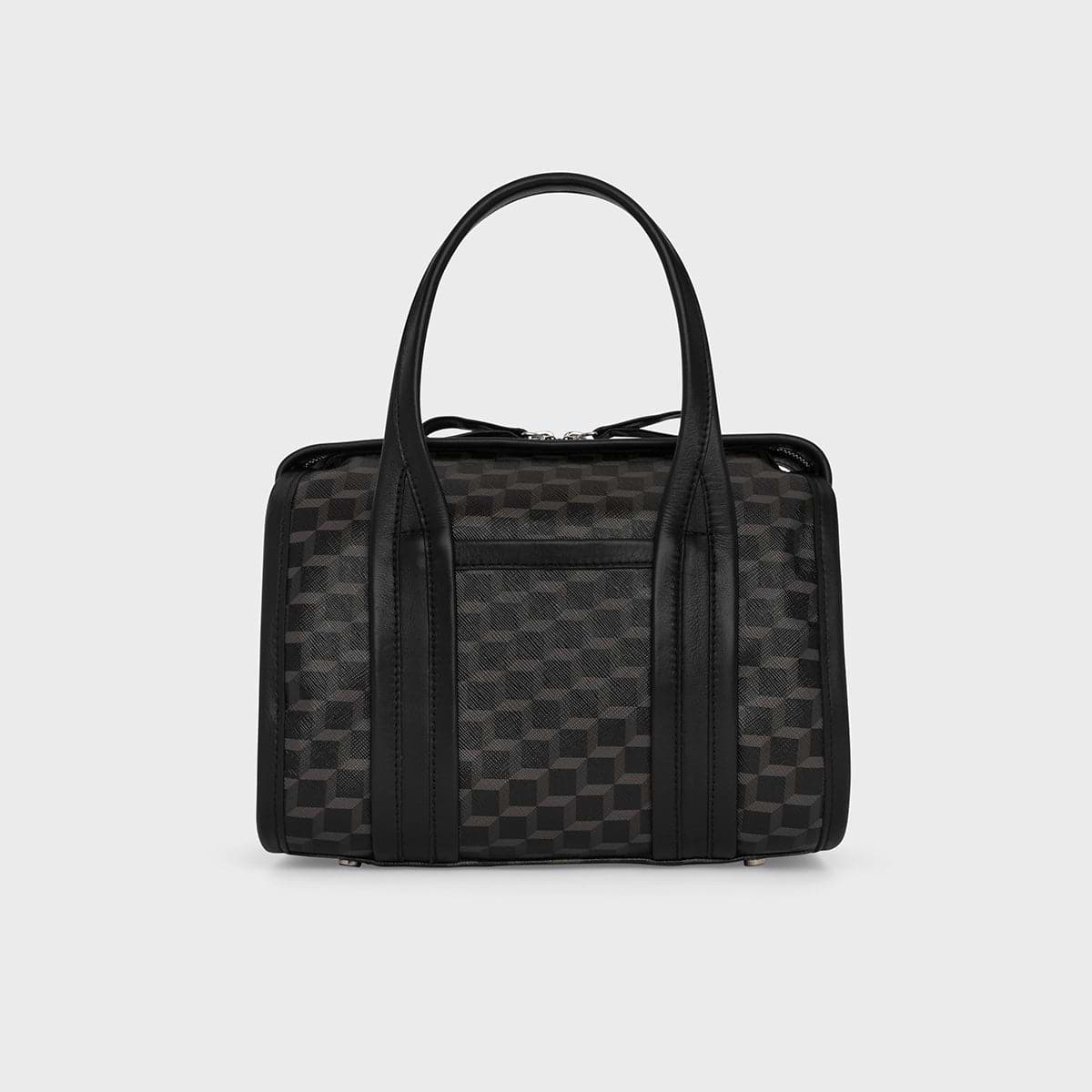 Pierre Hardy SAC À MAIN MINI CAB, toile enduite cube perspective et ganses en cuir de veau noir, vue 7