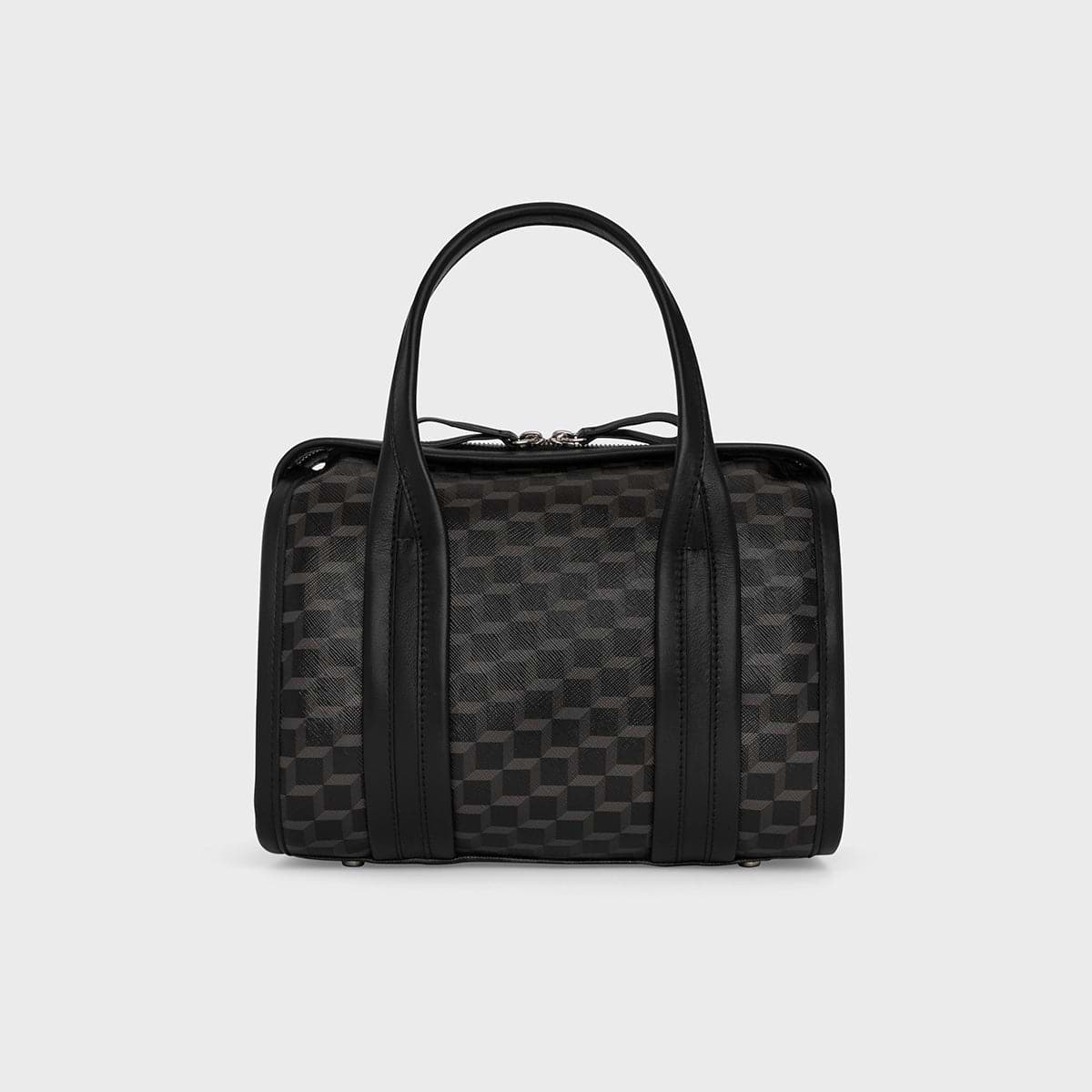 Pierre Hardy SAC À MAIN MINI CAB, toile enduite cube perspective et ganses en cuir de veau noir, vue 6
