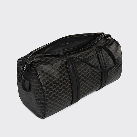 Pierre Hardy SAC WEEK-END CAB, toile enduite cube perspective noir et cuir de veau noir, vue 2