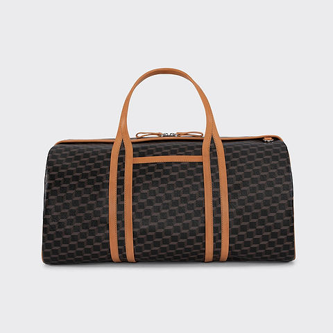 Pierre Hardy SAC WEEK-END CAB, toile enduite cube perspective noir et ganses en cuir de veau naturel, vue 2
