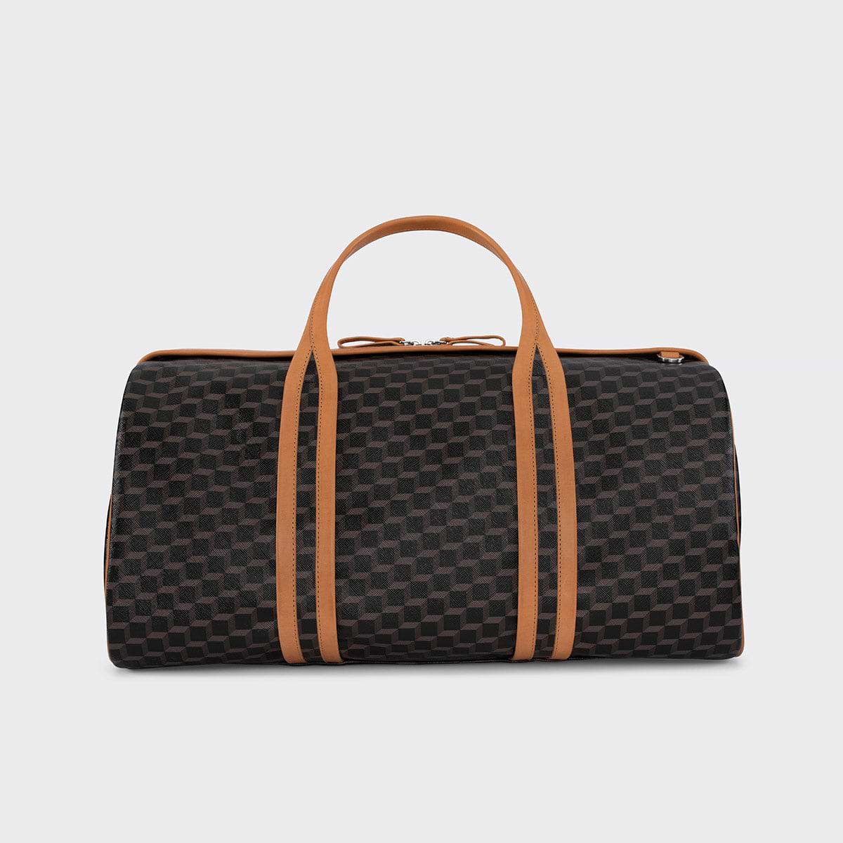 Pierre Hardy SAC WEEK-END CAB, toile enduite cube perspective noir et ganses en cuir de veau naturel, vue 6