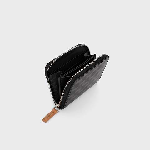 Pierre Hardy PORTE MONNAIE GINZA, toile enduite cube perspective noir et cuir de veau naturel, vue 2