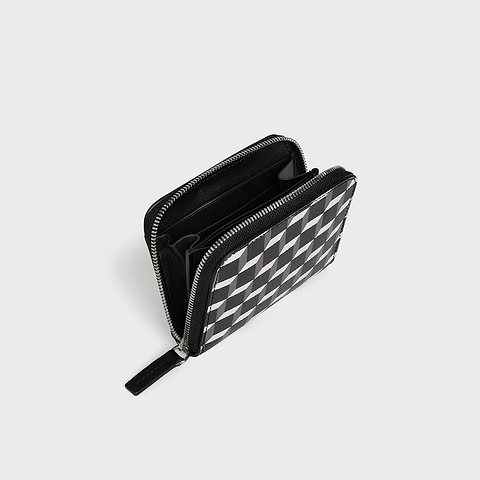 Pierre Hardy PORTE MONNAIE GINZA, toile enduite cube et cuir de veau noir, vue 2