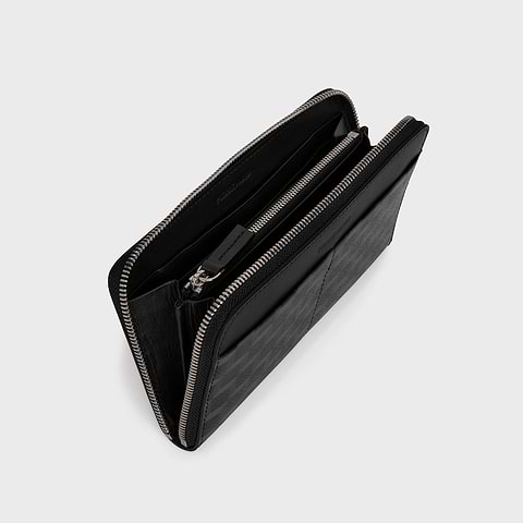 Pierre Hardy MAXI PORTEFEUILLE AOYAMA, toile enduite cube, cuir de veau noir, vue 2