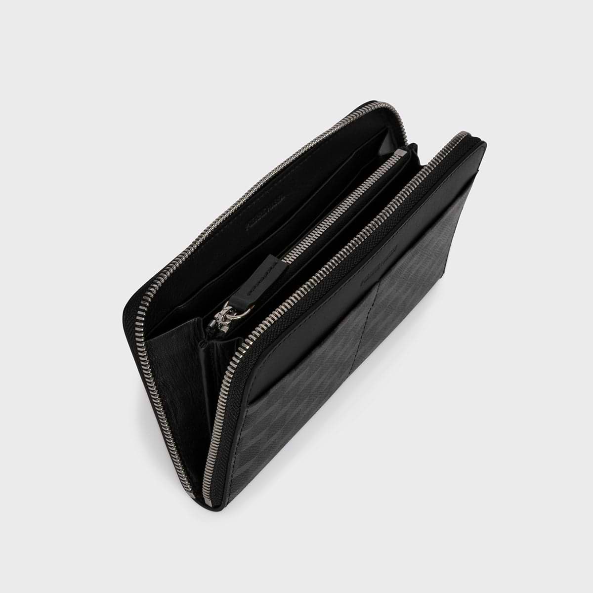 Pierre Hardy MAXI PORTEFEUILLE AOYAMA, toile enduite cube, cuir de veau noir, vue 3