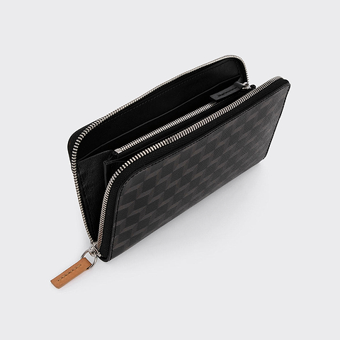 Pierre Hardy MAXI PORTEFEUILLE AOYAMA , toile enduite cube perspective noir et cuir de veau naturel, vue 2