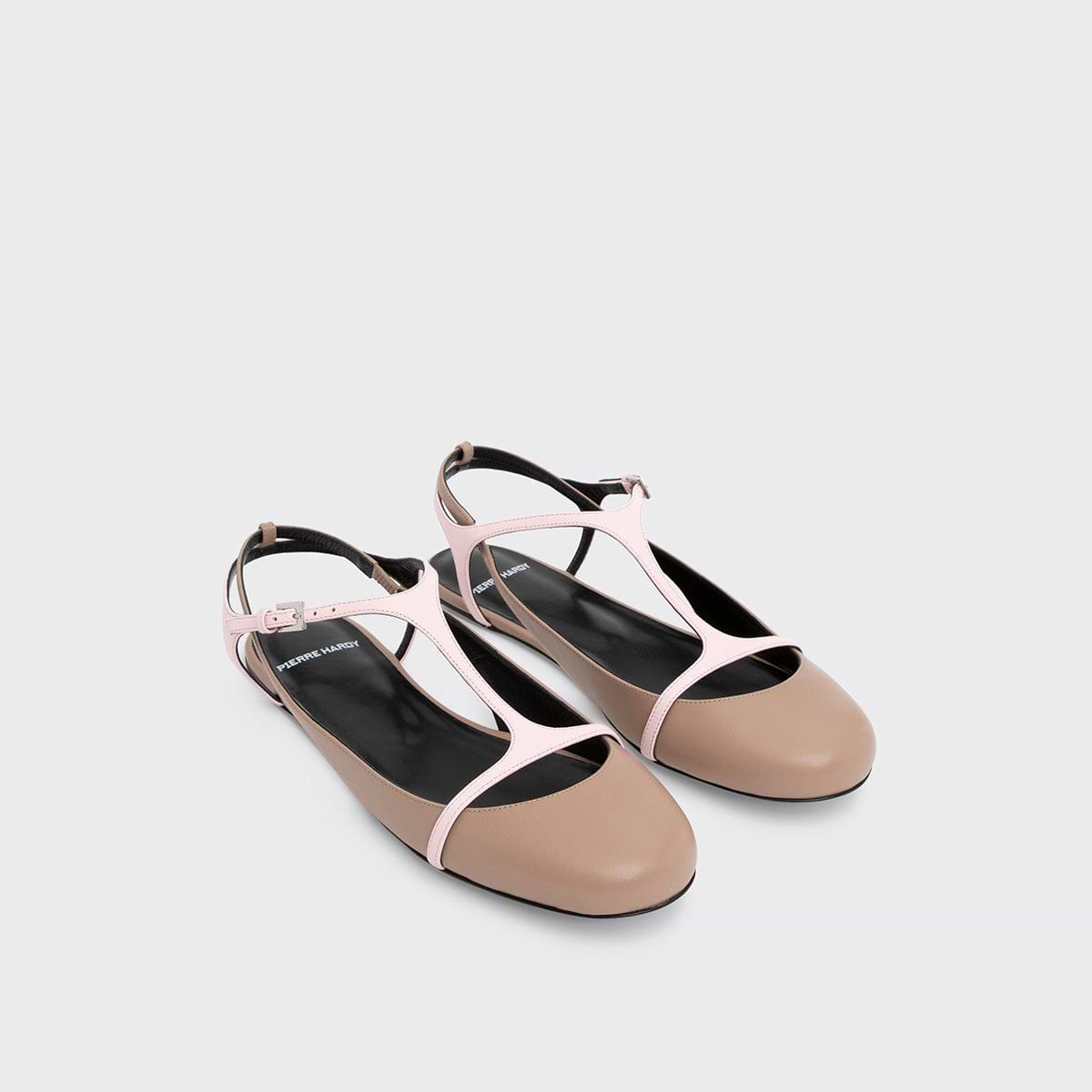 Pierre Hardy RIO BALLET FLAT, taupe calfskin and pink kidskin, vue 5