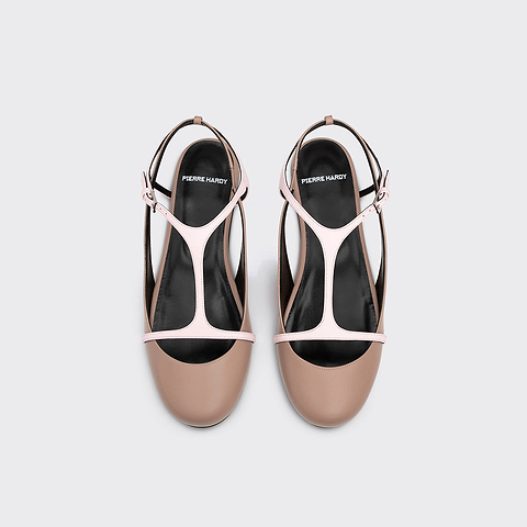 Pierre Hardy RIO BALLET FLAT, taupe calfskin and pink kidskin, vue 2