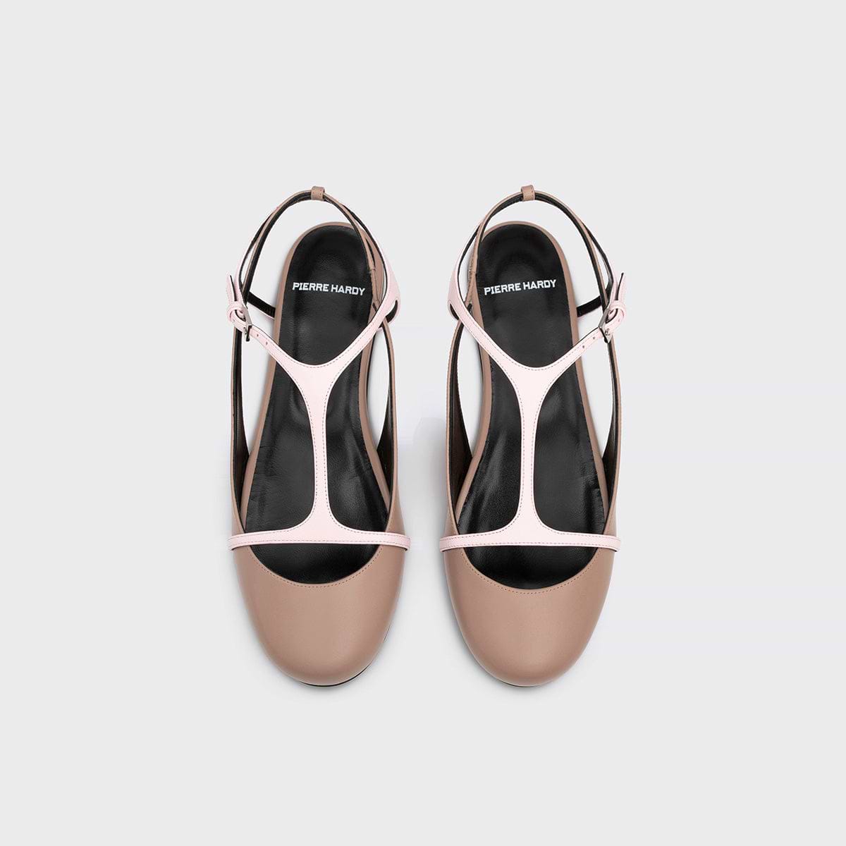 Pierre Hardy RIO BALLET FLAT, taupe calfskin and pink kidskin, vue 3