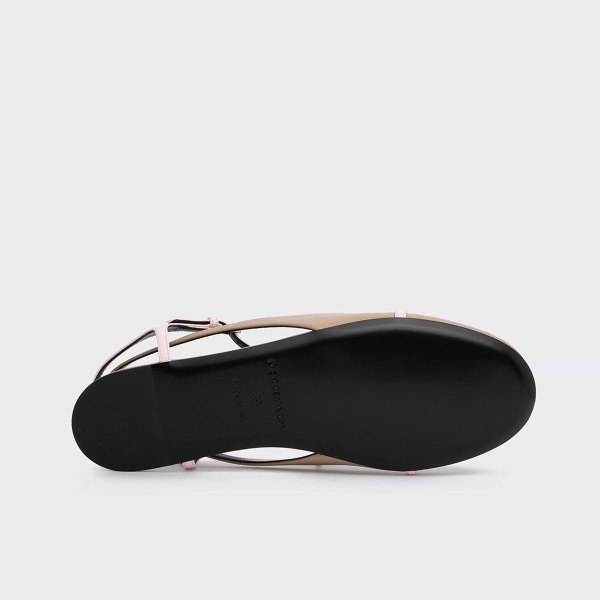 Pierre Hardy RIO BALLET FLAT, taupe calfskin and pink kidskin, vue 6