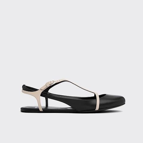 Pierre Hardy RIO BALLET FLAT, black and off-white calfskin