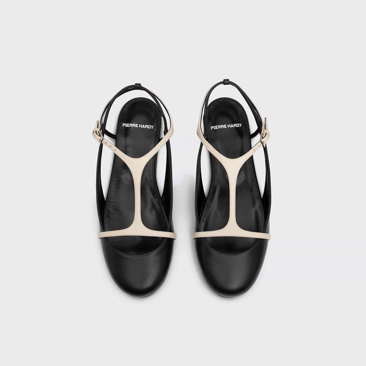 Pierre Hardy RIO BALLET FLAT, black and off-white calfskin, vue 3