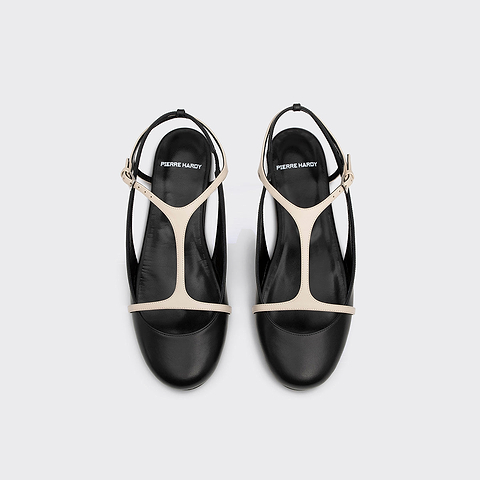 Pierre Hardy RIO BALLET FLAT, black and off-white calfskin, vue 2