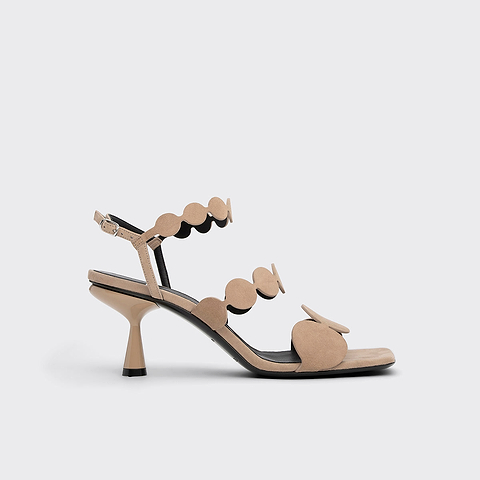 Pierre Hardy SANDALE À TALON MULTI BULLE LAVA, cuir de chevreau velours beige