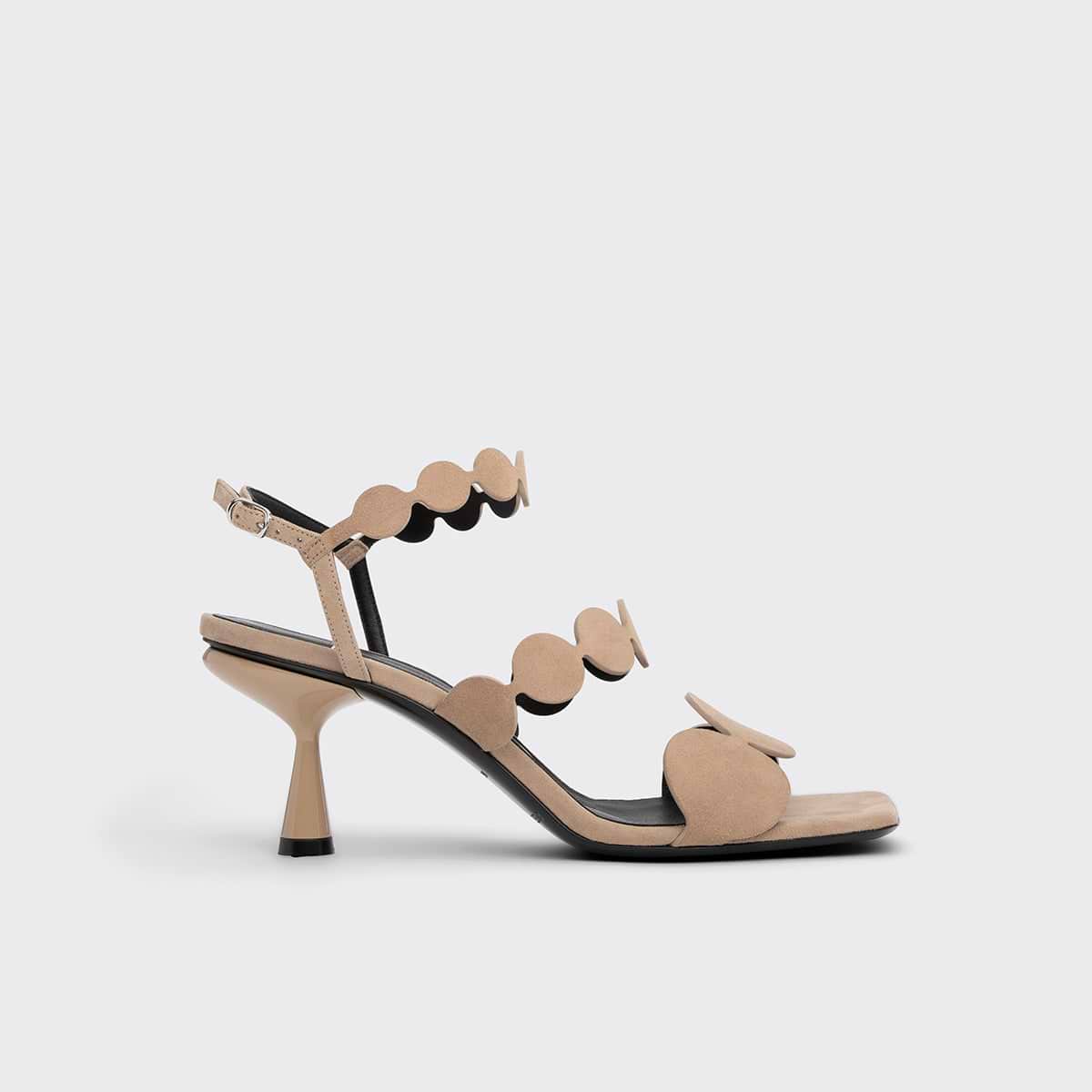 Pierre Hardy SANDALE À TALON MULTI BULLE LAVA, cuir de chevreau velours beige