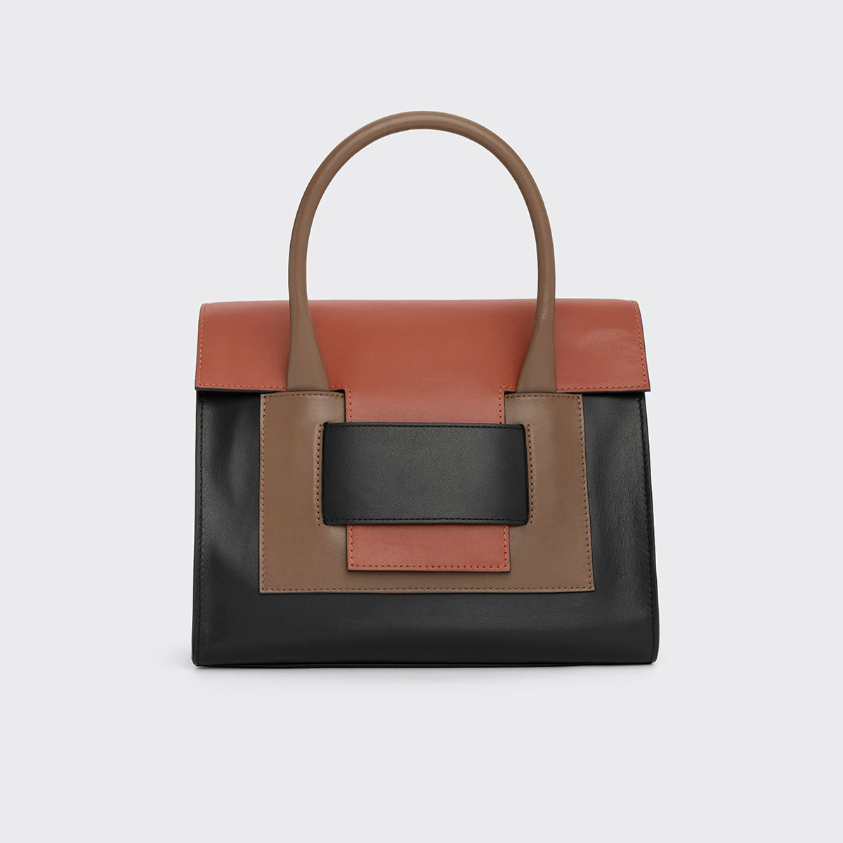 Pierre Hardy CABAS 217, cuir de veau noir, camel et rouille, vue 7