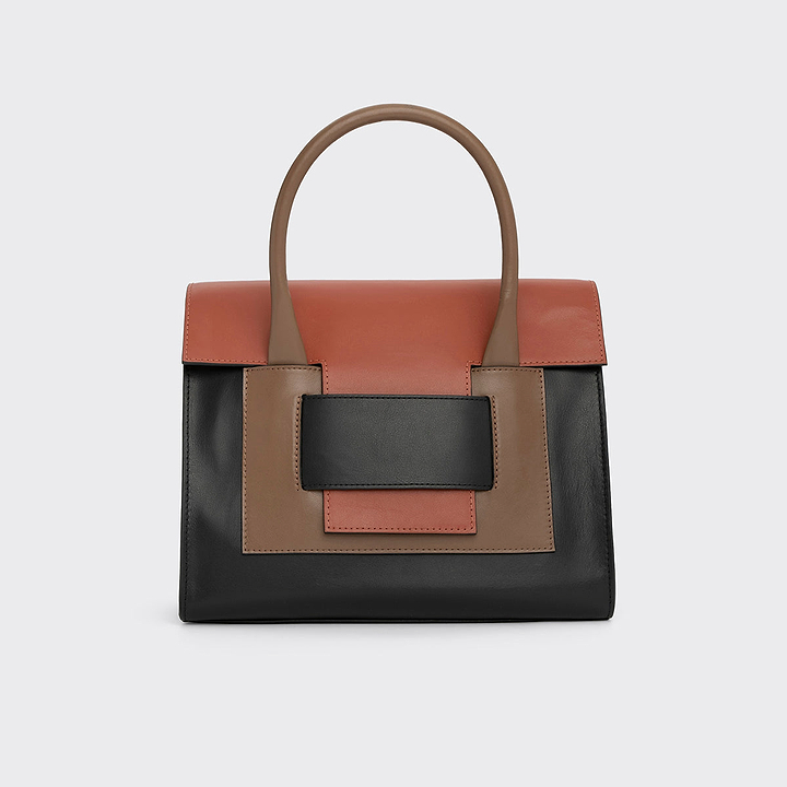 Pierre Hardy CABAS 217, cuir de veau noir, camel et rouille, vue 7