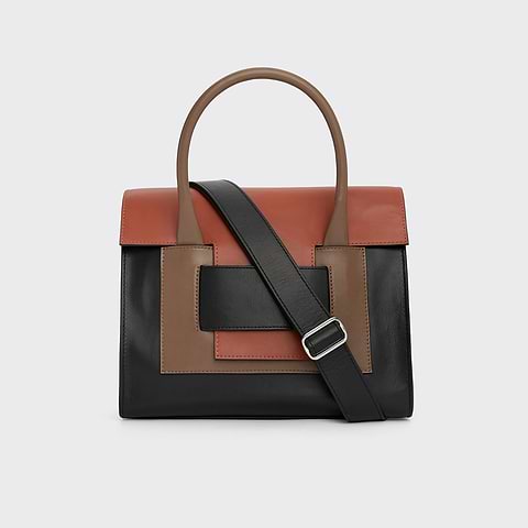 Pierre Hardy CABAS 217, cuir de veau noir, camel et rouille