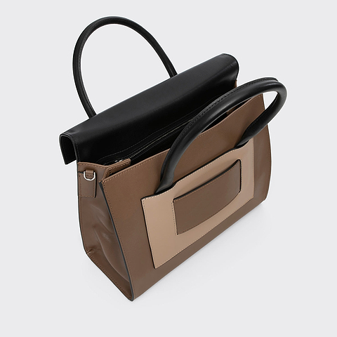 Pierre Hardy CABAS 217, cuir de veau camel, noir et taupe, vue 2