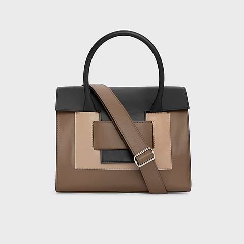 Pierre Hardy CABAS 217, cuir de veau camel, noir et taupe