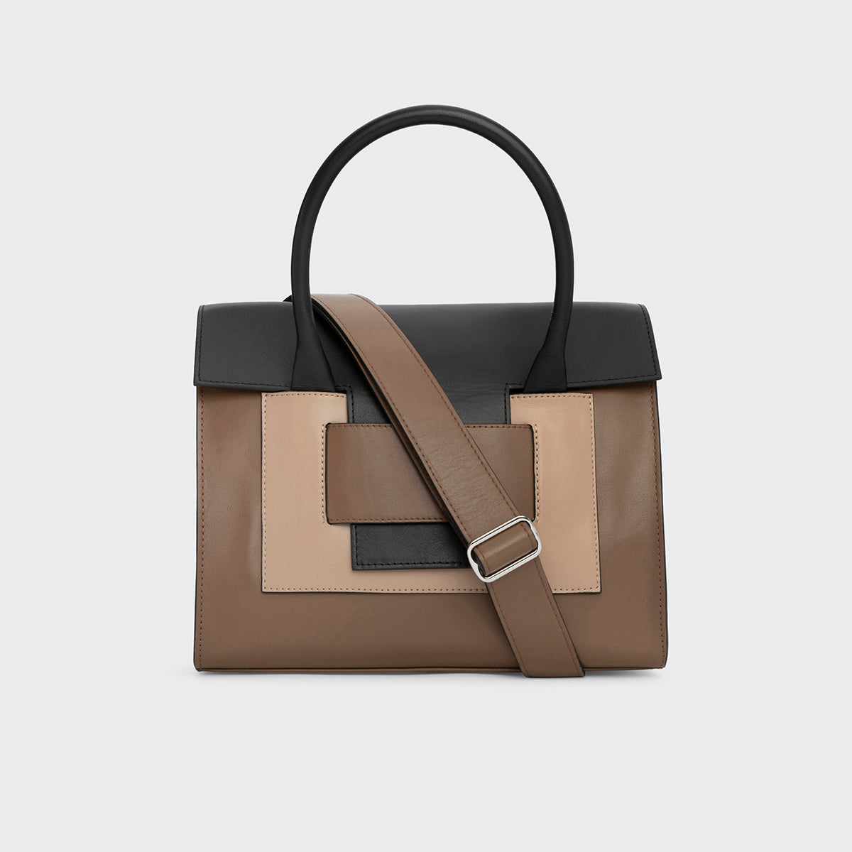 Pierre Hardy CABAS 217, cuir de veau camel, noir et taupe