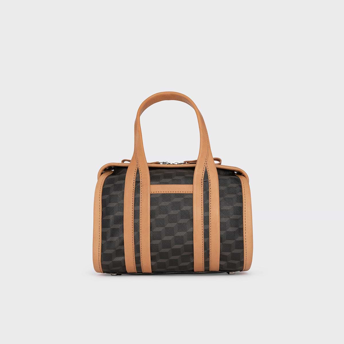 Pierre Hardy SAC NANO CAB, toile enduite cube perspective noir et ganses en cuir de veau naturel, vue 7