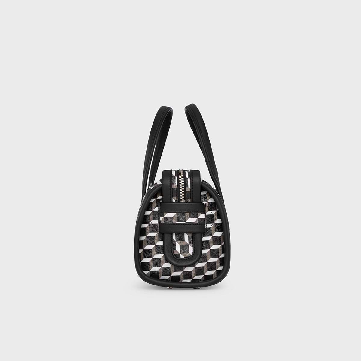 Pierre Hardy SAC NANO CAB, toile enduite cube perspective et ganses en cuir de veau noir, vue 3