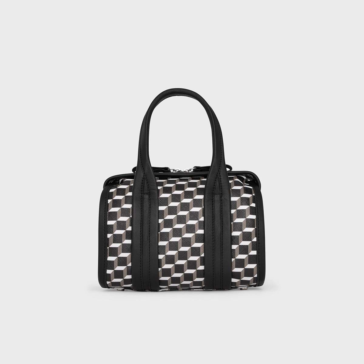 Pierre Hardy SAC NANO CAB, toile enduite cube perspective et ganses en cuir de veau noir, vue 5