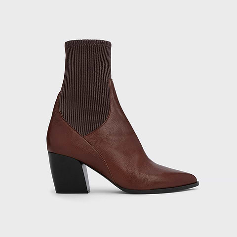Pierre Hardy BOTTINES RODEO, cuir de chèvre grainée et cuir d'agneau marron